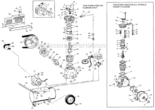 Page A Diagram and Parts List for FL350200  Campbell Hausfeld Compressor